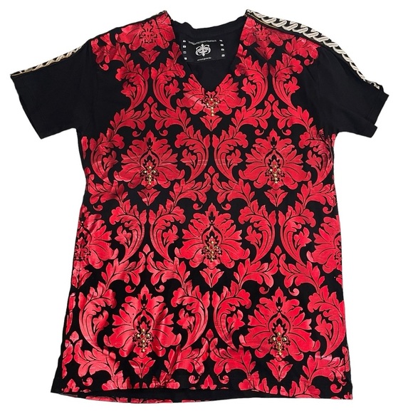 The Saints Sinphony Red Leaves Studded Graphic Shirt Large - Picture 1 of 11